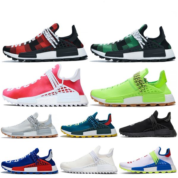 

fashion human race running shoes yellow blue pw hu holi mc pharrell williams trail trainers men women runner sports sneakers, White;red