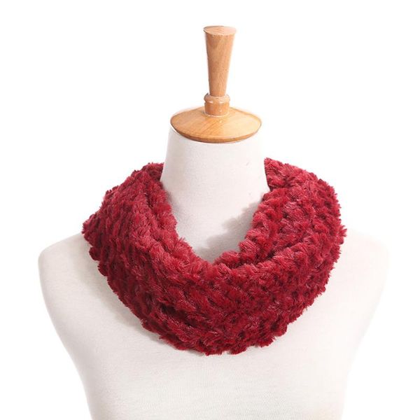 

women faux fur circle cable cowl neck winter warm long scarf shawl, Blue;gray