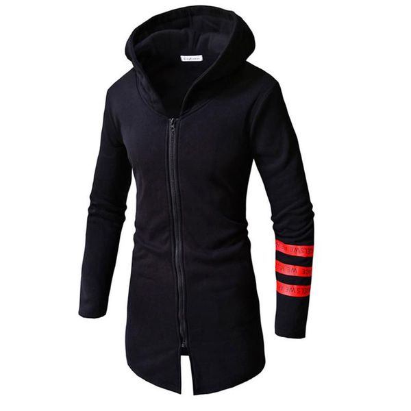 

men's hoodies & sweatshirts european code man even midnight loose coat long fund leisure time hit color sweater male, Black