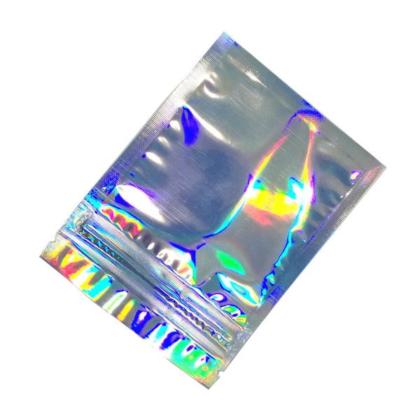 

100 шт. лот лазерная прозрачная алюминиевая фольга ziplock пакет сумка узормемонтируемая молния милар пластиковый упаковочный пакет для заку