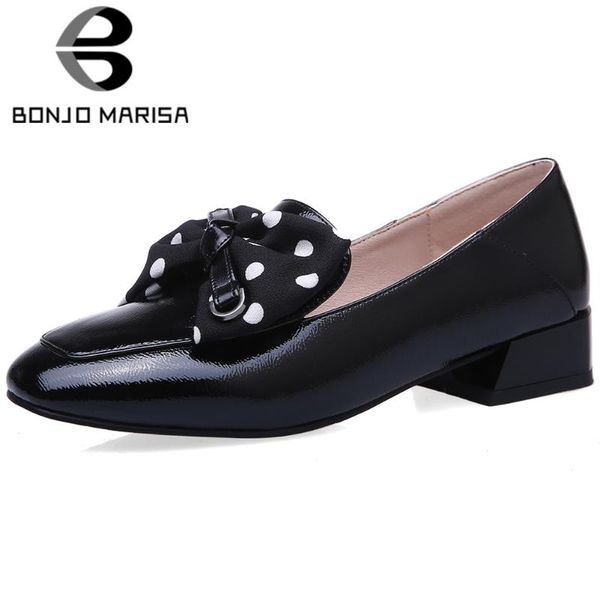 

bonjomarisa fashion brand женские насосы бабочка узел низкие каблуки насосы женщины весна повседневная образы обувь обувь женщина, Black