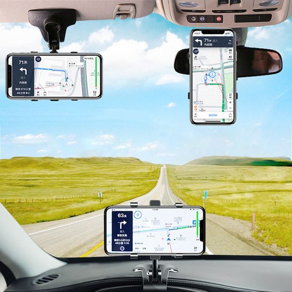 

mobile stand in car dashboard rear view mirror sunshade baffle cell phone holder gps mount support