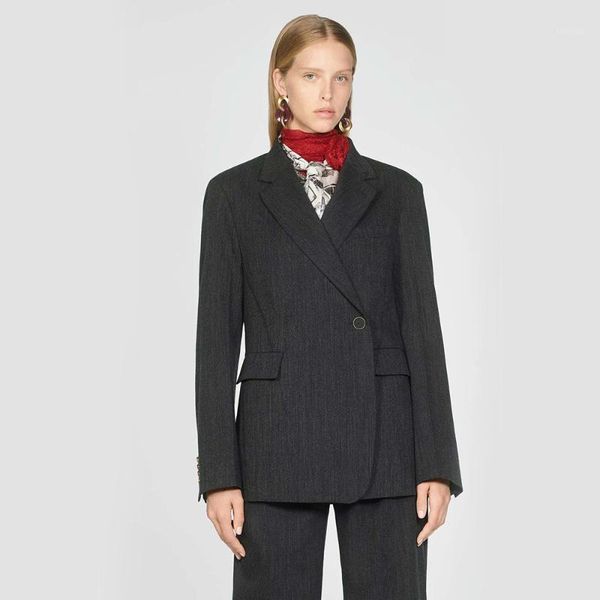 

2020 spring blazer women slim suit casual vintage jacket lapel solid color split single buckle coat temperament office lady1, White;black