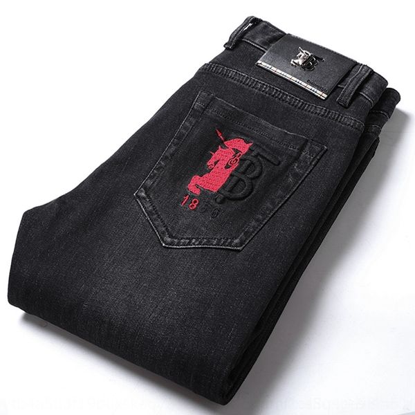 

gei48 high end ms men's autumn winter new lightfashion brand embroidery versatile slim jeans pants straight and jeansembroidered jeans, Blue