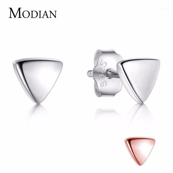 

stud modian 2021 real 925 sterling silver fashion exquisite triangle earrings simple style for women jewelry bijoux1, Golden;silver