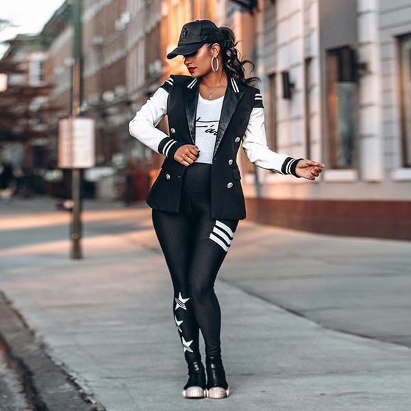 

women fashion long sleeve turn-down collar slim fit jacket female casual double breasted patchwork high street coat outwear d30, Tan;black