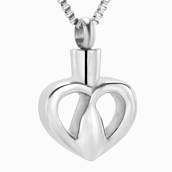 

heart cremation ash jewelry open heart memorial urn pendant stainless steel keepsake ashes holder necklace jewelry for men women, Silver