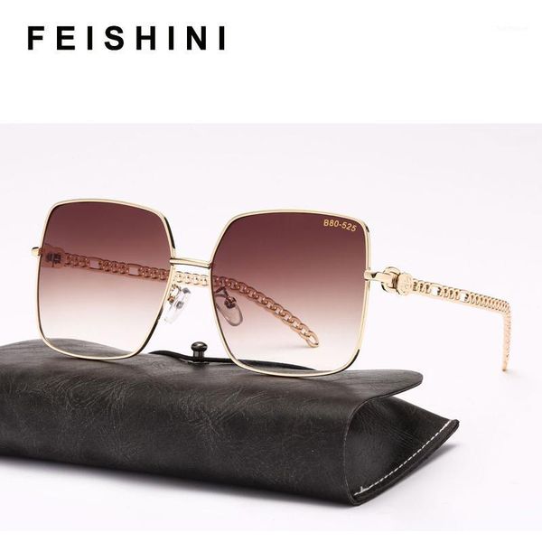 

feishini 2020 new gothic steampunk sunglasses oversized fashion sun glasses for women square vintage shades1, White;black