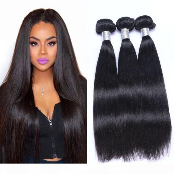 

malaysian straight hair weave bundles 100% human hair bundles natural non remy hair extensions 3 or 4 bundles, Black