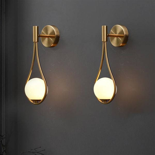 

led wall light Gold Color white glass shade G9 bedroom Bedside Restaurant Aisle Wall Sconce modern bathroom indoor lighting fixtures-L