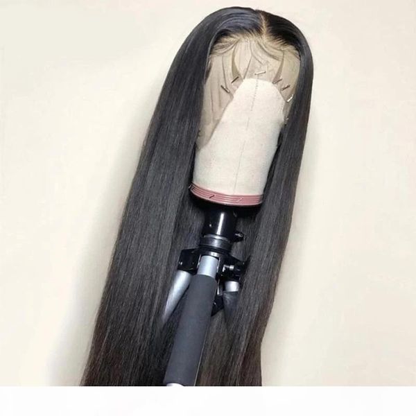 

10-28 дюймов straight фронт шнурок человеческих волос парики pre щипкового hairline волос младенец 13x4 150% бразильского remy straight чело, Black;brown