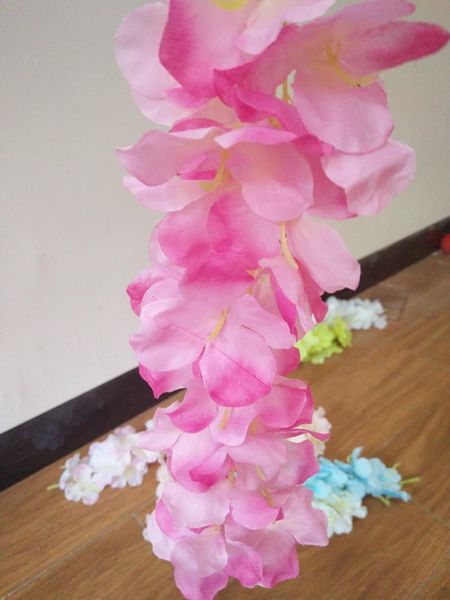 

uqybwu factory price silk new arrival flower elegant artificial hydangea vine home wall hanging wisteria garland 14 colors avai 7 n