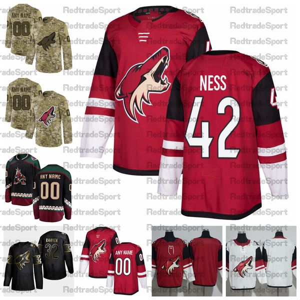 

2021 customize aaron ness arizona coyotes hockey jerseys custom mens alternate black #42 aaron ness stitched hockey shirts s-xxxl, Black;red