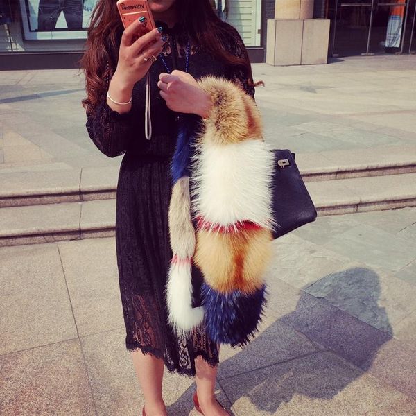 

scarves au706 medium size real raccoon fur collar /scarf/natural genuine scarf warp shawl, Blue;gray