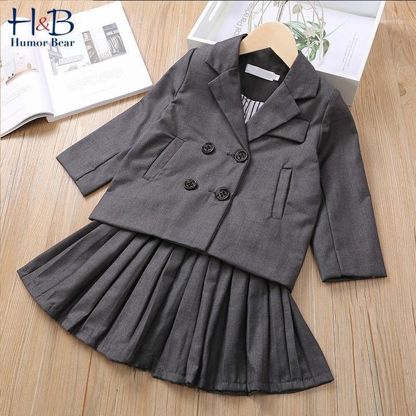 

clothing sets humor bear 2021 girl spring&autumn children suit school student long sleeve + short skirt 2pcs baby clothes1, White