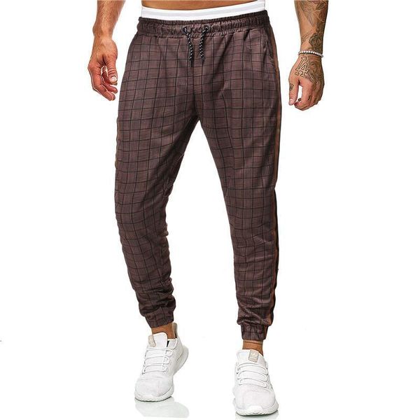 

plaid pants men sweatpants joggers hip hop casual trousers loose men's pants 2020 new, Black