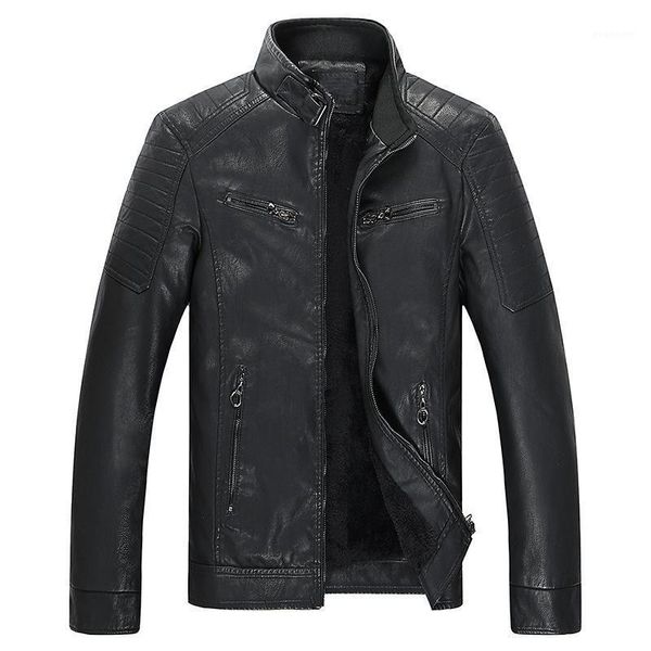 

2020 new stand collar biker mens leather jackets and coats1, Black