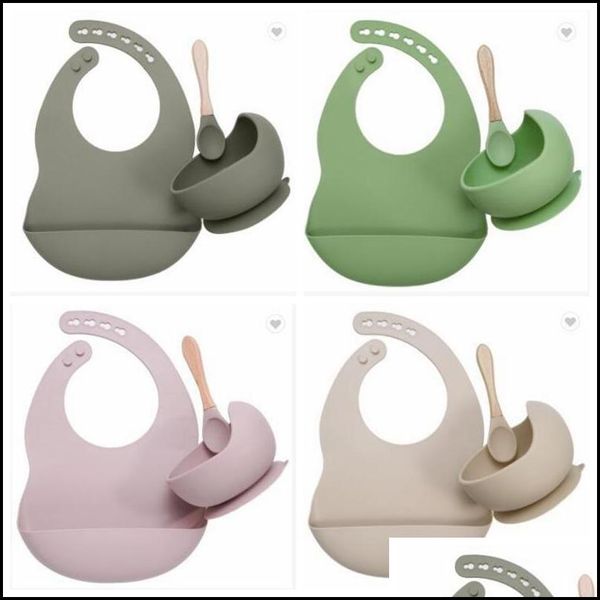 

other baby feeding baby kids maternity set food grade sile bibs kid plate nonsilp suction bowl tableware waterproof bib bpa 2pcs/set zyy