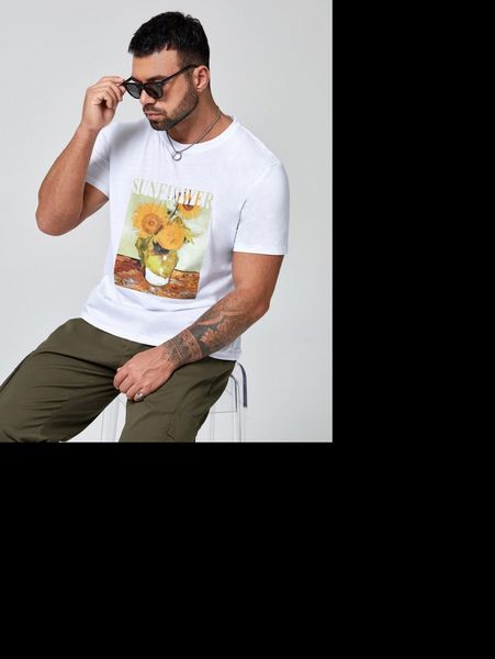 

men letter graphic cut and sew tee b4jd#, White;black