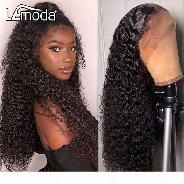 

360 lace frontal wig curly human hair wigs pre plucked curly lace front wig brazilian hair wig lemoda remy hair 150% density, Black