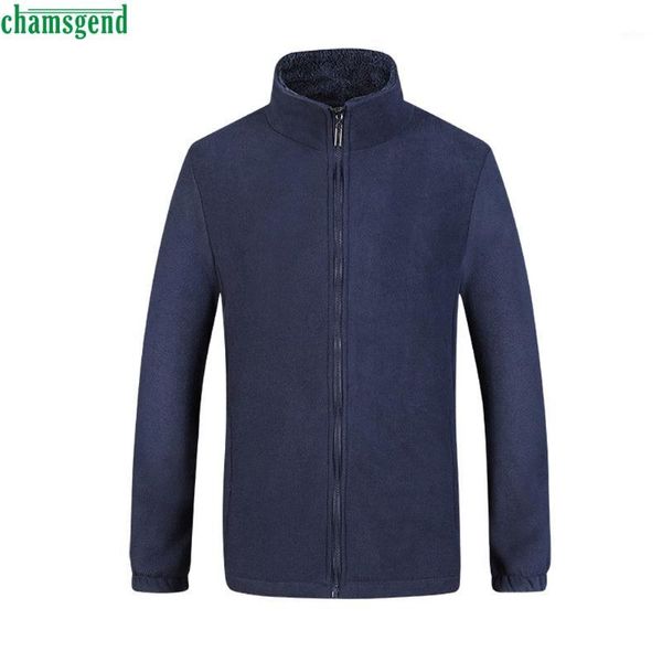 

chamsgend new men's casual basic jacket fleece warm cotton coats zipper thick stand collar overcoat plus size chaqueta de lana1, Black;brown
