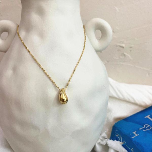 

fflacell summer new ins chic simple golden silver colour metal water pendant necklace chain necklace for woman man girls party