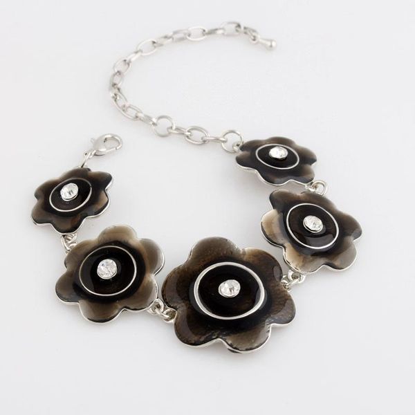 

alloy flower charm bracelets enamel chain bracelet fashion jewelry wholesale s135, Black