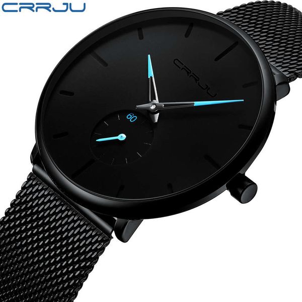 

crrju - watch, quartz, casual, thin, steel mh, waterproof, sports, men's watchjk