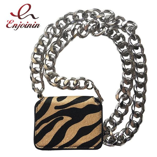 

leopard print zebra faux fur silver chain fashion women mini shoulder bag tote crossbody bag purses and handbags female tote