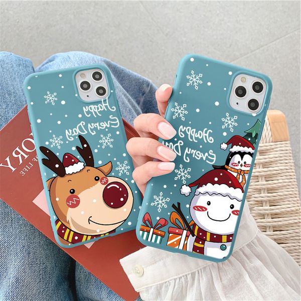 

симпатичный мультфильм рождество телефон 7 8 6 s plus 5 se2 снеговика deer мягкий чехол для iphone xr x xs 12 11 pro max funda