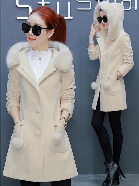 

women's medium length 2020 new style autumn winter wear, fashionable thickening dress, winter little woolen coat.1, Black