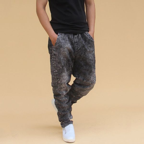 

2020 breen jeans hard-stretched street dance down big-size of brim harlan men's pants longer size 29-42 tz50, White;black