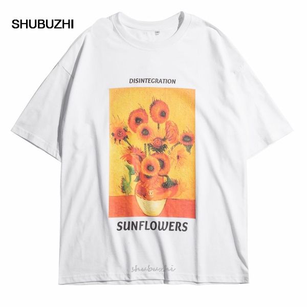 

gonthwid van gogh sunflowers print short sleeve harajuku hip hop casual streetwear tees summer short sleeve sweatshirt hoodie t shirt