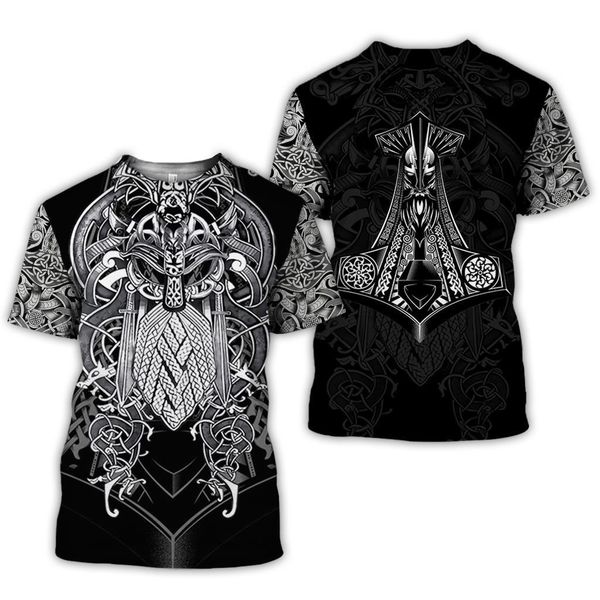 

summer fashion viking tattoo t shirt men short sleeve shirt vikings odin 3d printed funny t-shirts harajuku casual street, White;black
