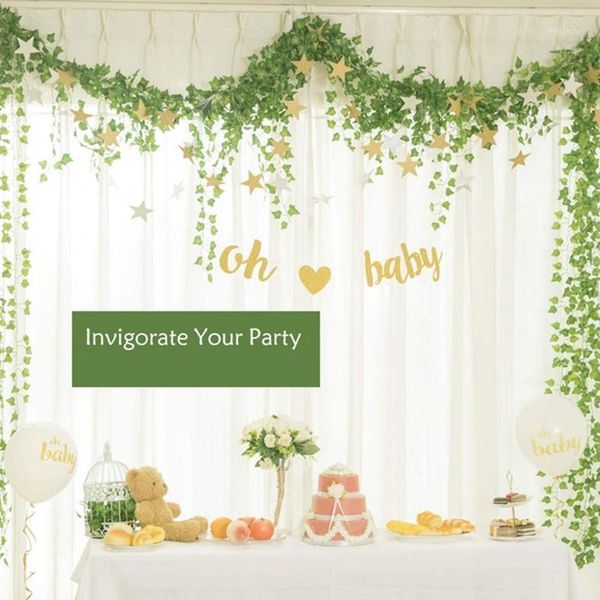 

12 packs of artificial ivy leaf plant vine hanging wreath fake bougainvillea home garden office wall decoration green1