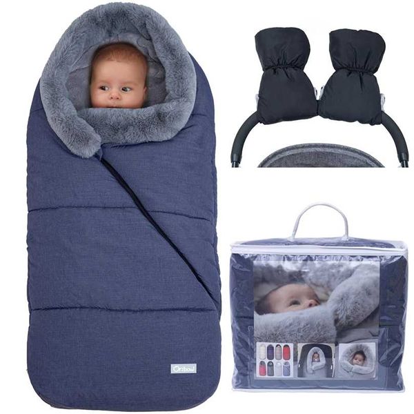 Orzbow Winter geboren Umschlag Baby Kinderwagen Schlafsäcke Pelz Kragen Fußsack Für Kinder Bunting Tasche 211223