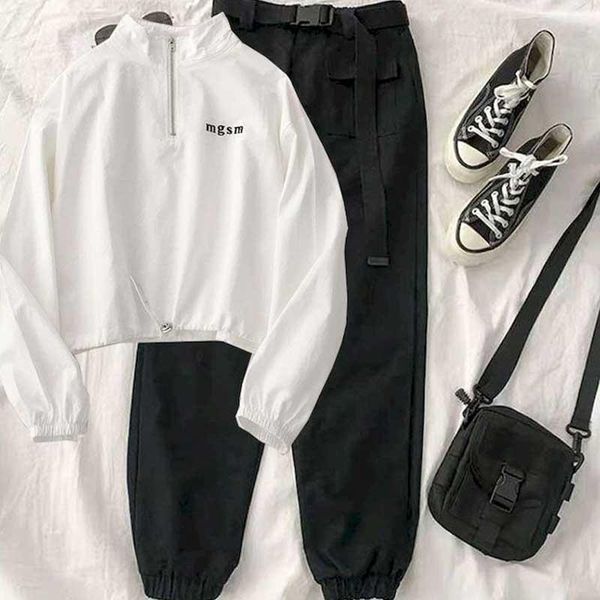 

women's tracksuits autumn fashion suit female korean version loose short casual two-piece overalls student all-ma, Gray
