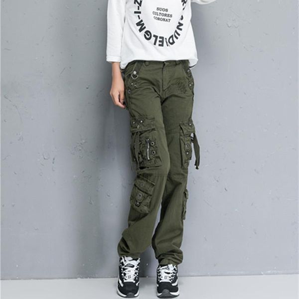 

outdoor pants spring autumn multi pocket overalls women's camping climbing training hiking fashion straight cargo trousers, Black;green