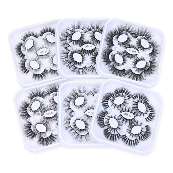 

false eyelashes 9 pairs 8d faux mink lashes natural cross extension long wispies reusable cruelty-eyelash makeup tools
