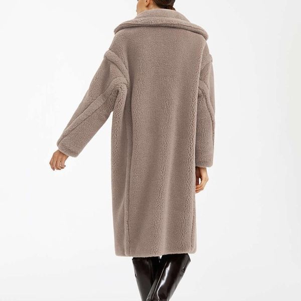 

women's fur & faux teddy jacket coat long pink female vintage furry winter women elegant shaggy coats warm 20211, Black