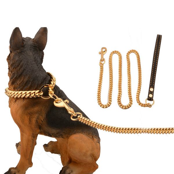 

metal stainless steel pet dog gold collar lead super outdoor big dog training chain collar decor necklace for all dogs 10e y200515