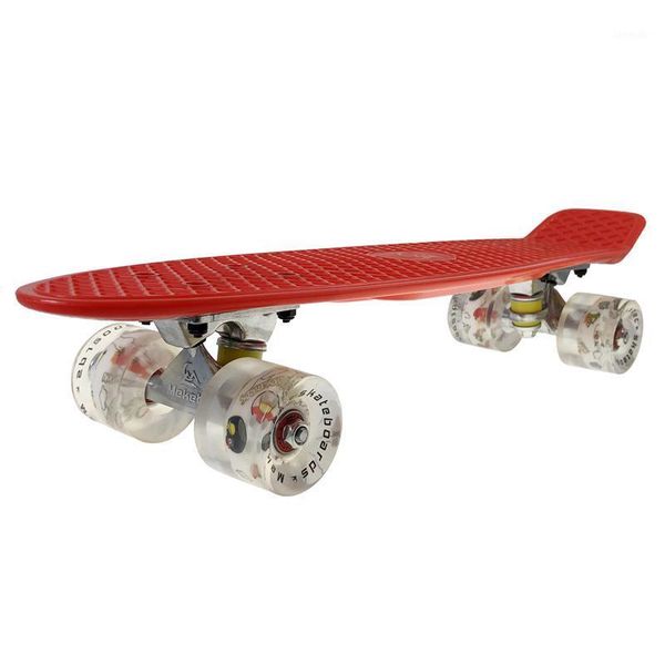 

skateboard fishboard four-wheel led flashing mini cruiser scooter plastic board longboard aluminum bracket street outdoor sports1