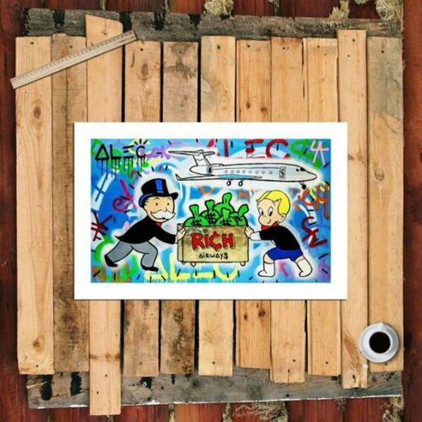

alec monopoly artworks "rich airways" home decor handpainted &hd print oil painting on canvas wall art canvas pictures 210206