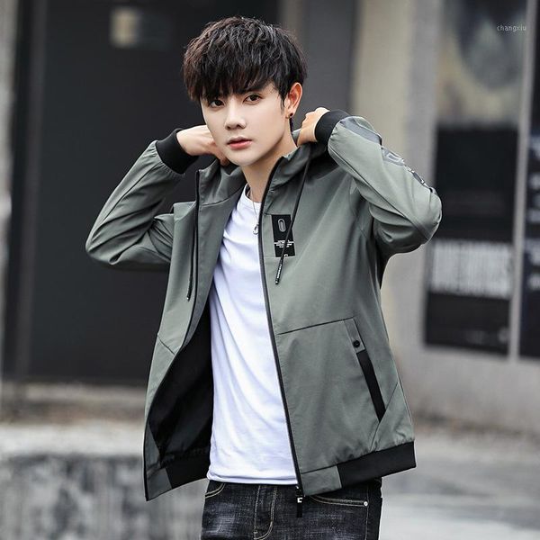 

spring and autumn thin men hooded stripes coat large size origional hong kong style slim fit casual jacket men's1, Black;brown