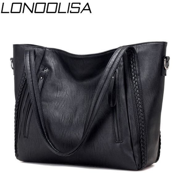 

luxury women's soft leather handbags designer brand large capacity woven shoulder bags ladies casual totes black travel bags c1008