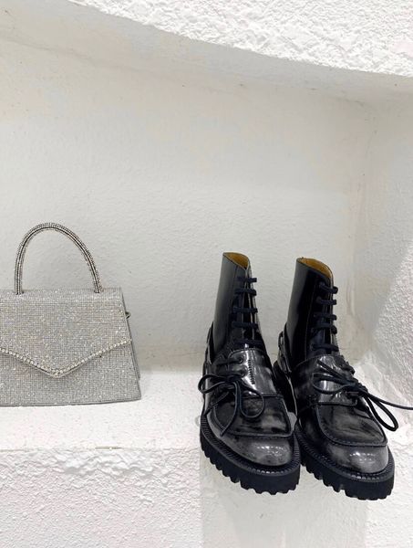 

autumn and winter 2020 new open bead leather fashionable imported brown leather heel 5cm high, Black