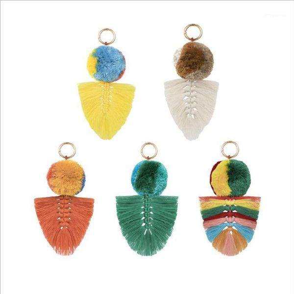 

Creative Pom Pom Weaving Tassel Keychain Key Ring for Handbag Car Decoration1, Silver