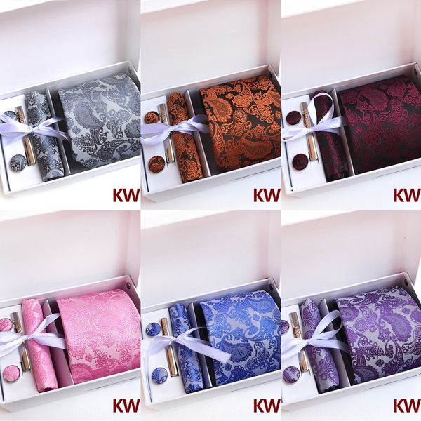 

rdf7 sitonjwly mens silk neckties handkerchief cufflinks for wedding suits cravate men striped skinny corbatas ties for neck gravata box, Black;blue