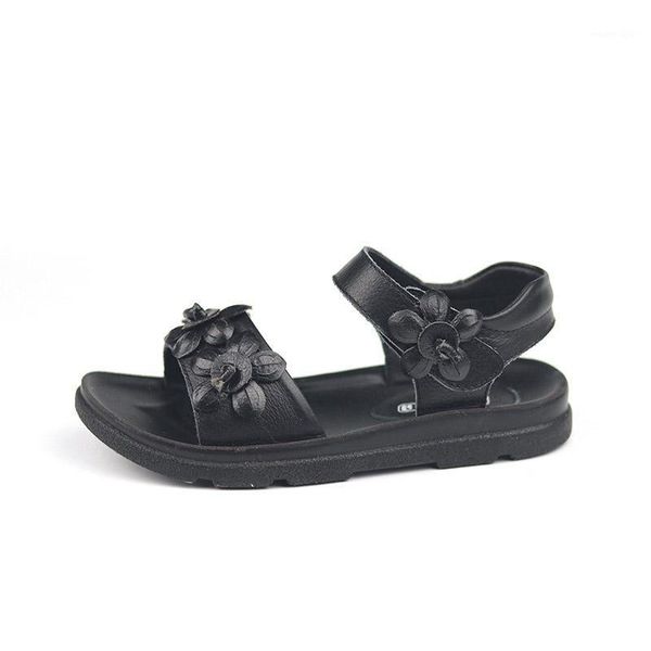 

sandals 3 10 to 15years teens princess fashion genuine leather big kids 2021 little girls summer shoe children flower beach shoe1, Black;red