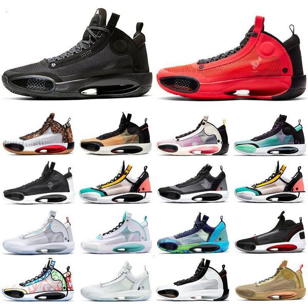 

mens jumpman 34 basketball shoes for 34s eclipse crispy bred blue void bayou boys amber rise red orbit infrared 23 men sports sneakers, Black